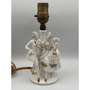 Vintage German Porcelain Figurine Lamps 1940's Stamped Germany Victorian‎ Tested